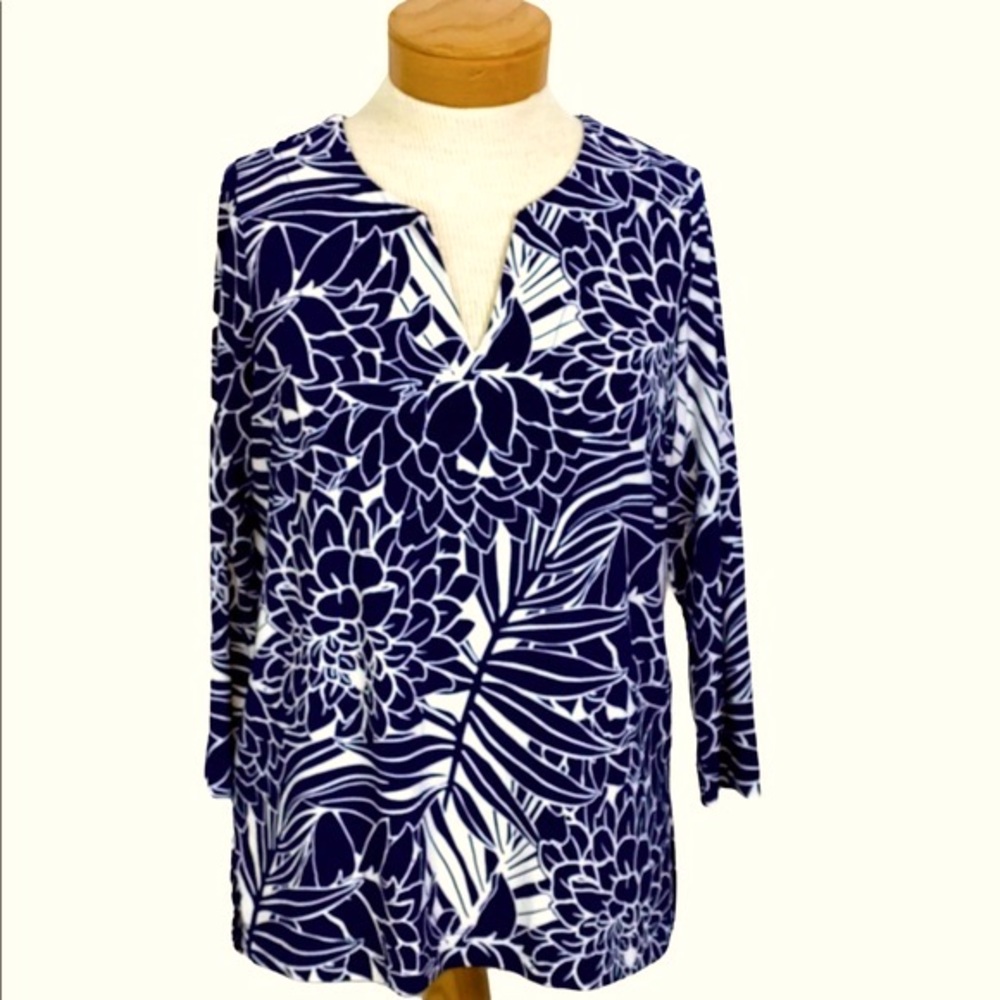 Pappagallo PS Trisha Tunic Navy and White. NWT
